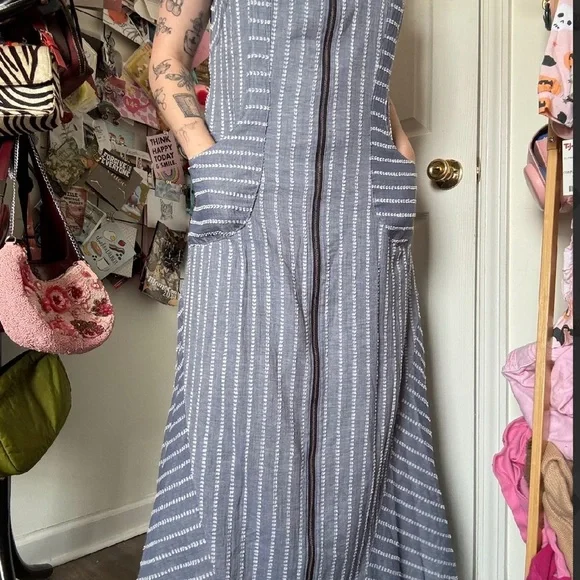 HILTON HOLLIS ZIPPER DENIM MAXI DRESS SIZE 10